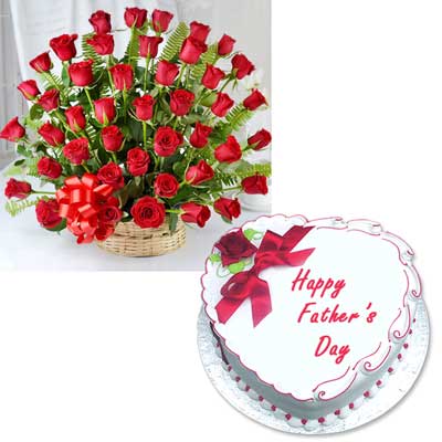 "Delicious heart shape vanilla cake + Flower basket - Click here to View more details about this Product